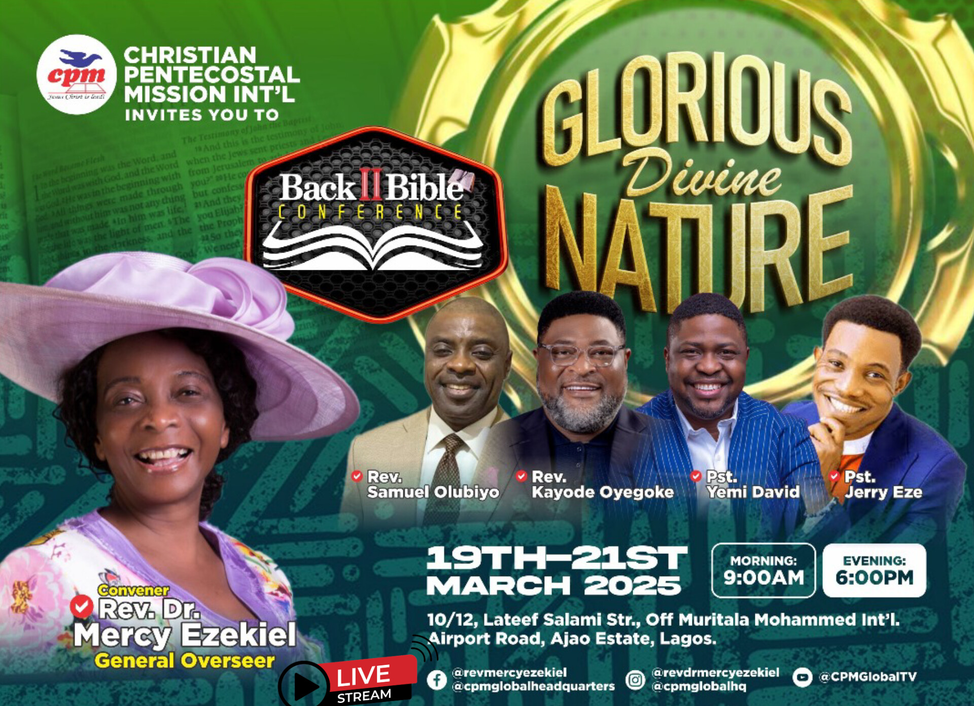 EVENT: Christian Pentecostal Mission (CPM) Int'l To Host Back To Bible International Conference Tagged ‘Glorious Divine Nature’ - March 19th - 21st, 2025
